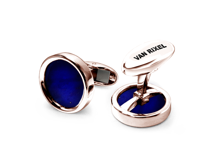 Een paar luxe, hoogwaardige, exclusieve en handgemaakte High End manchetknopen in 18 kt Roségoud met Lapis Lazuli - MIII